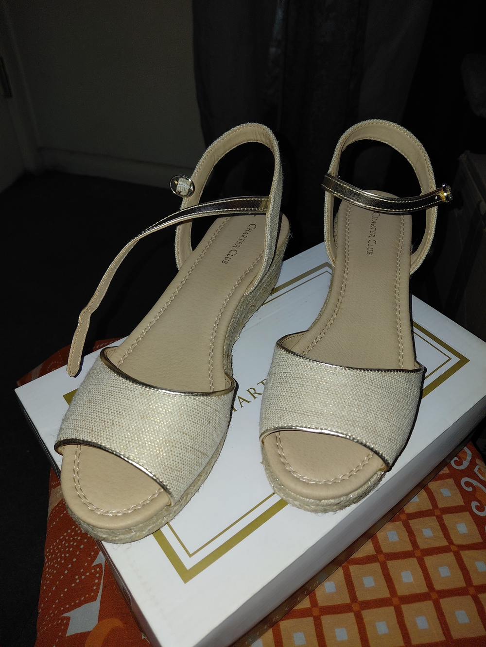 Charter Club  Women's Cream Espadrille Wedge Sandals